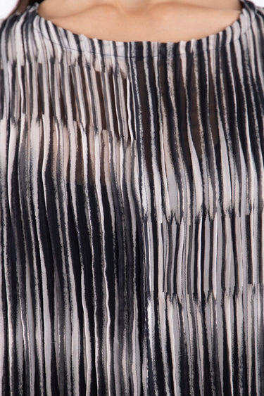 Lea Silk Striped Black And White Dress