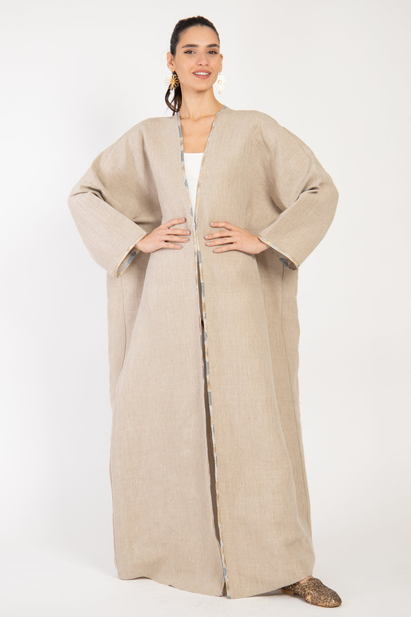 One-Of-A-Kind Fatima Linen Hand Stitched Abaya