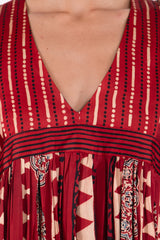 Kinda Silk Printed Red Geometric Dress