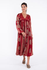 Kinda Silk Printed Red Geometric Dress