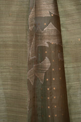 Souraya Handwoven Silk Olive Dress