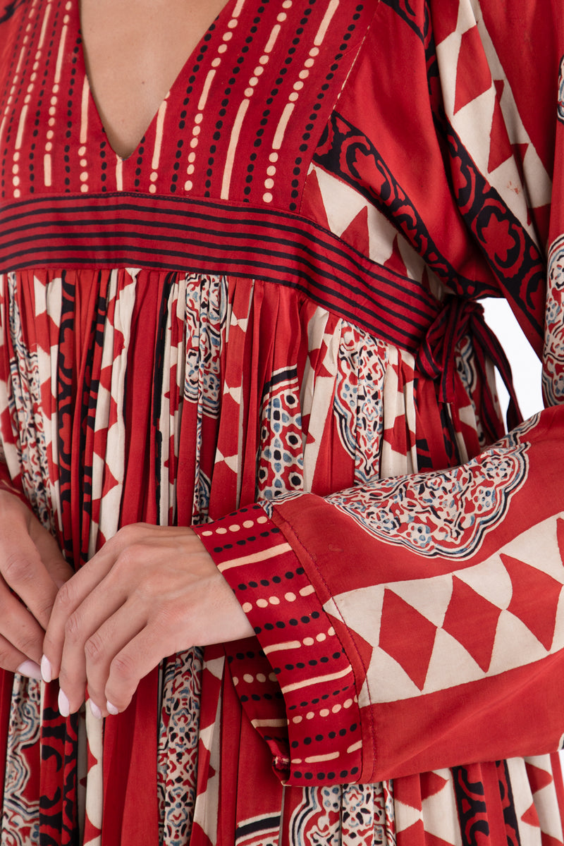 Kinda Silk Printed Red Dress