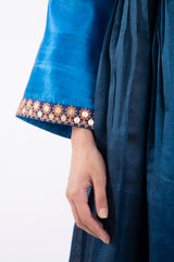 Aliaa Raw Silk Blue Ombré Dress