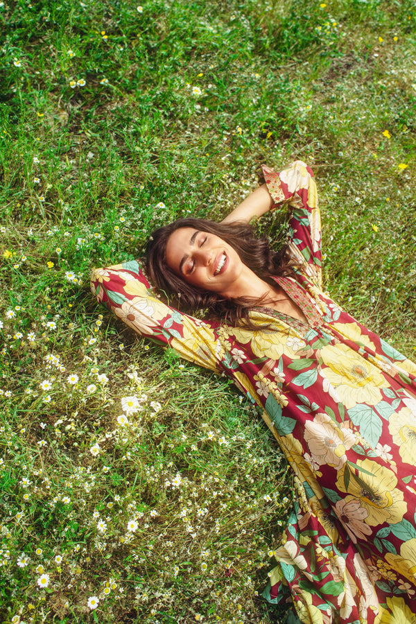 Jamila Cotton Yellow Floral Dress