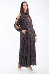 Hilal Georgette Navy With Gold Sequins Dress