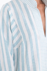 Safiya Linen Striped Blue Jellaba