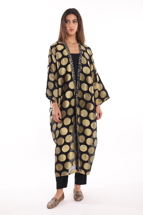 Kim Silk With Gold Dots Abaya