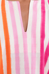 Malak Cotton Ikat Pink & Orange Kaftan