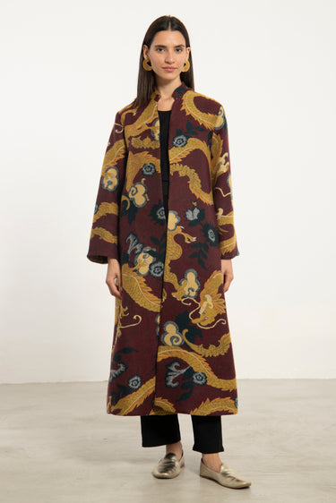 Lyana Wool Coat – Burgundy Dragon