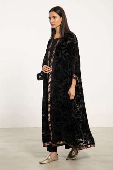 Jamila Velvet Devoré Black Abaya