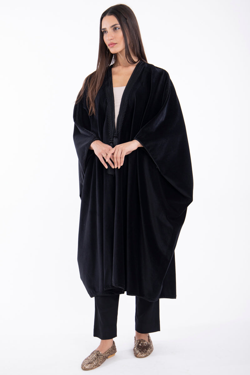 Classic Silk Velvet Black Abaya