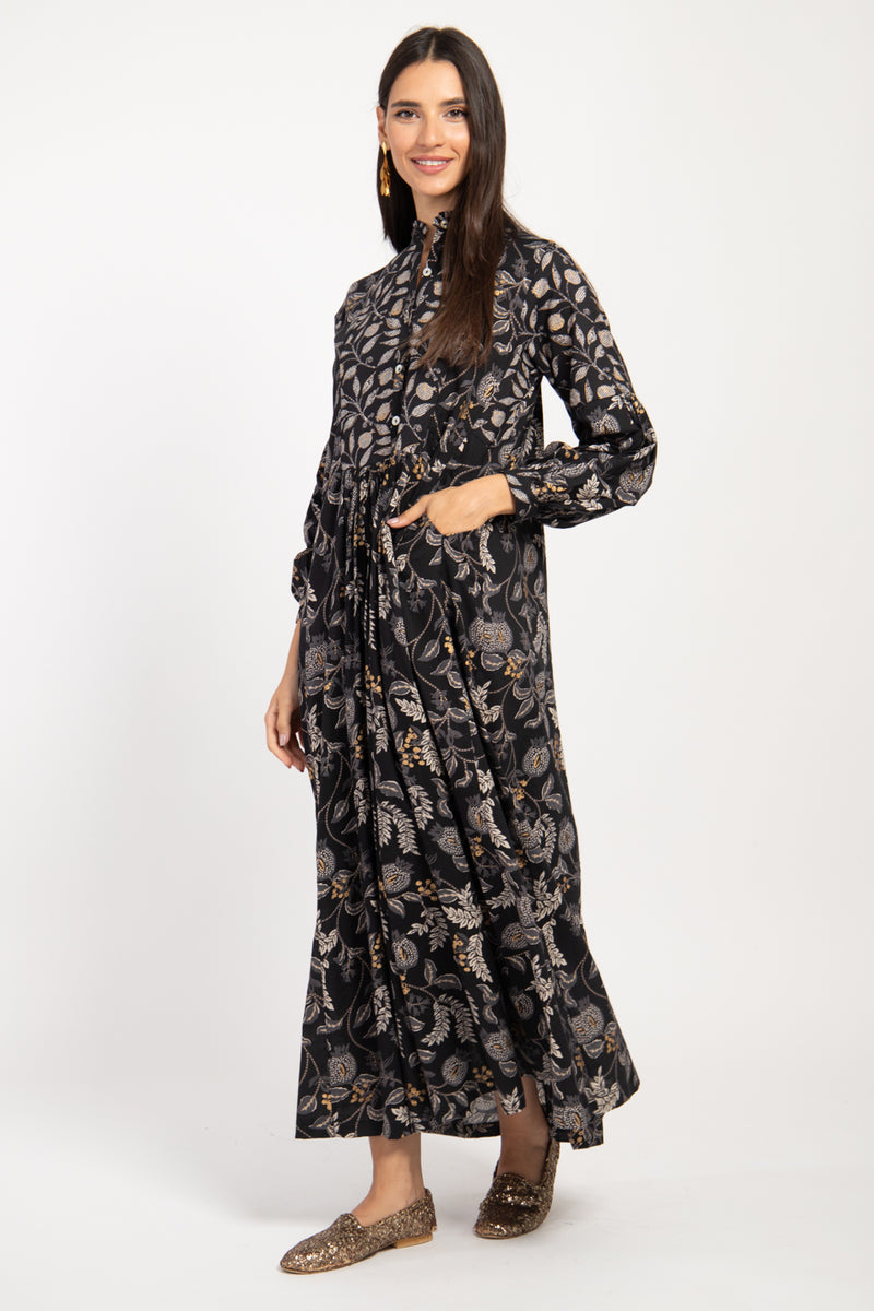 Katia Cotton Black Printed Dress