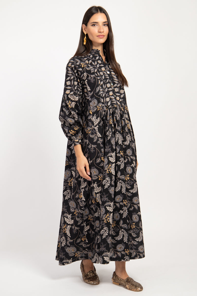 Katia Cotton Black Printed Dress