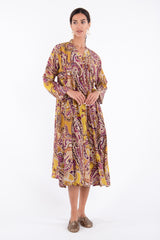 Badriyya Silk Printed Yellow Dress