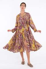 Badriyya Silk Printed Yellow Dress