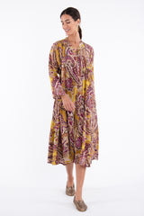 Badriyya Silk Printed Yellow Dress