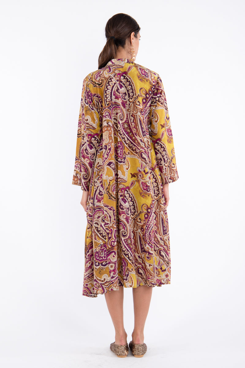 Badriyya Silk Printed Yellow Dress