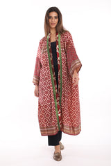 Khalida Silk Red Patchwork Abaya