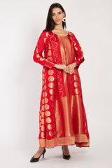 One-Of-A-Kind Souraya Handwoven Silk Red & Gold Dress