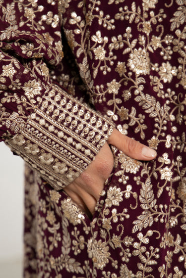 Nour Silk Georgette Purple Dress