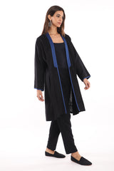 Short Silk Black & Blue Abaya