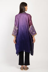 Yasma Raw Silk Purple Ombré Abaya