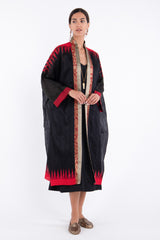 One-Of-A-Kind Khalida Silk Black Red & Black Abaya