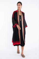 One-Of-A-Kind Khalida Silk Black Red & Black Abaya