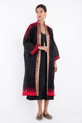 One-Of-A-Kind Khalida Silk Black Red & Black Abaya