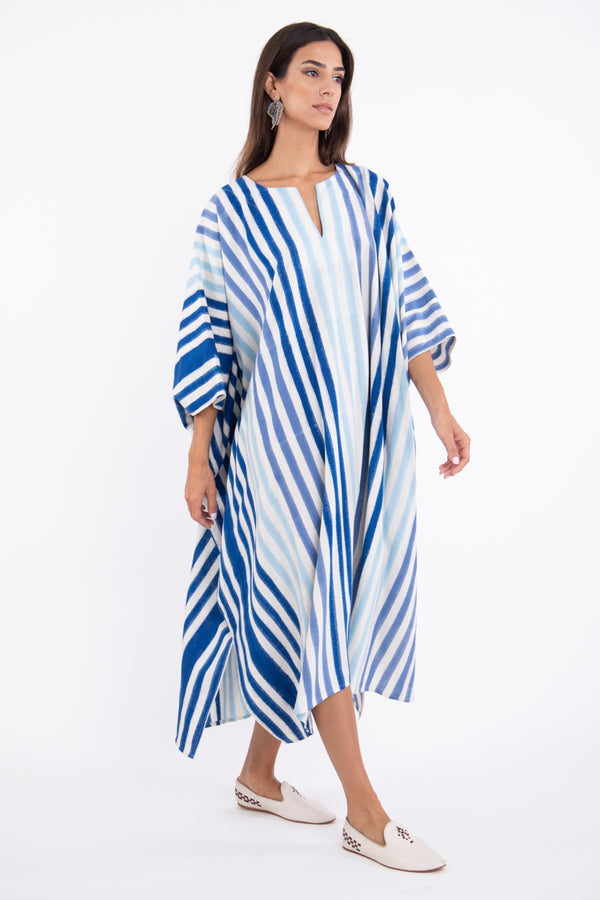 Malak Linen Striped Blue Jellaba