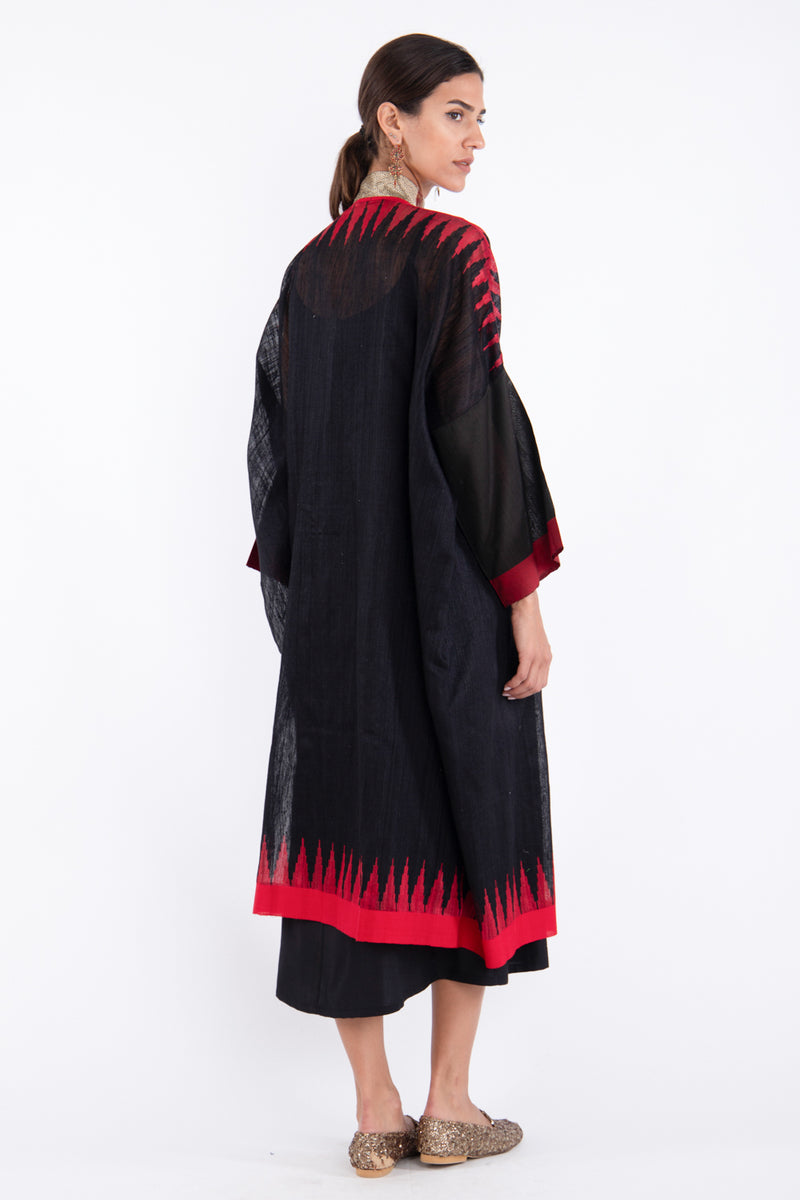 One-Of-A-Kind Khalida Silk Black Red & Black Abaya