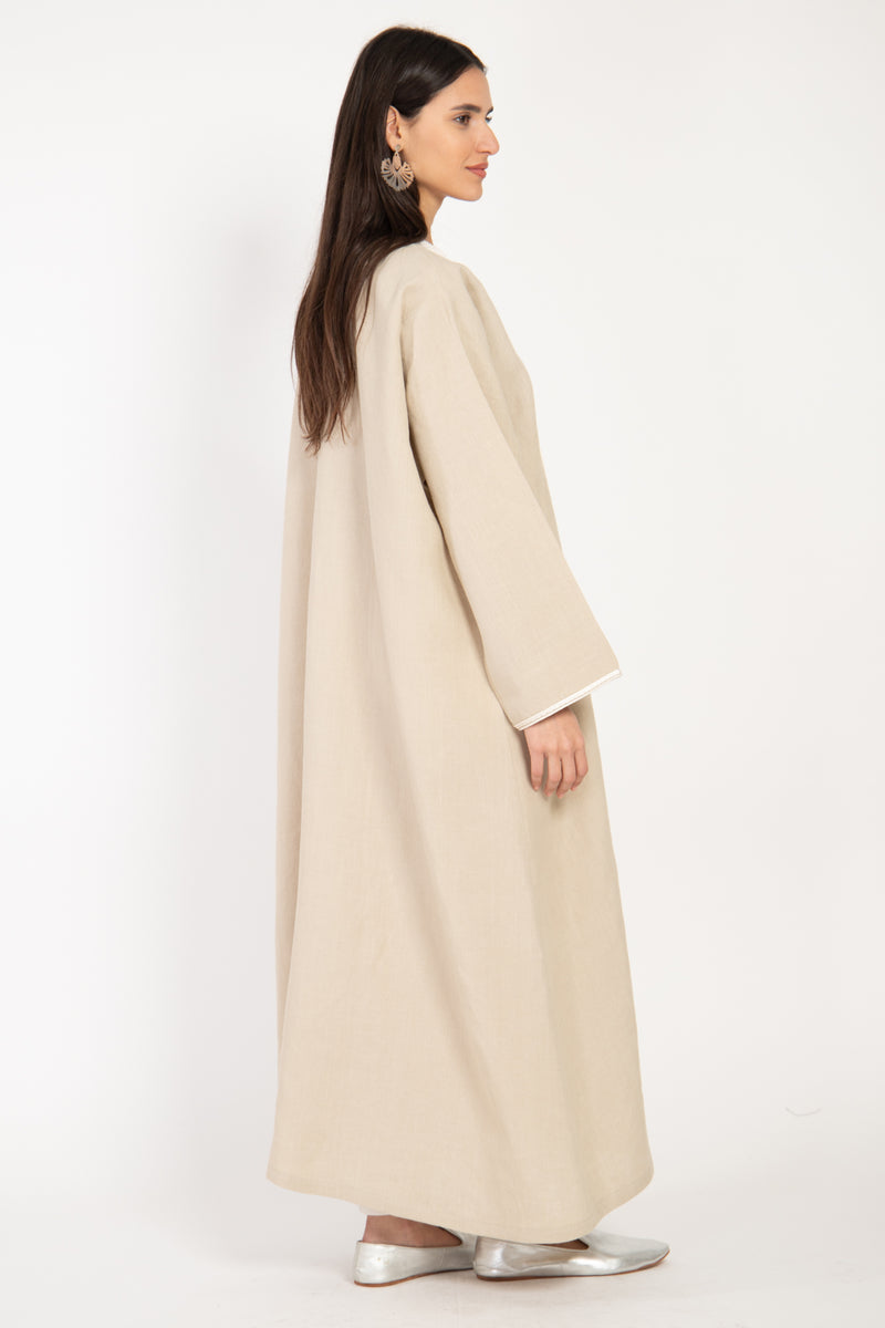 Classic Linen Natural Abaya