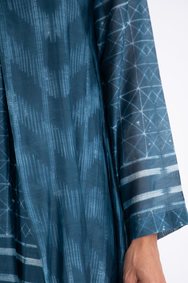Souraya Handwoven Silk Blue Dress