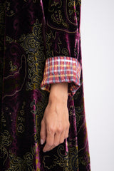 Hilal Velvet Dévoré Burgundy Dress