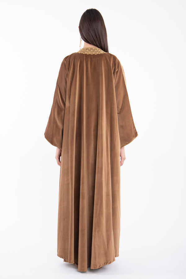 Classic Cotton Velvet Chestnut Abaya
