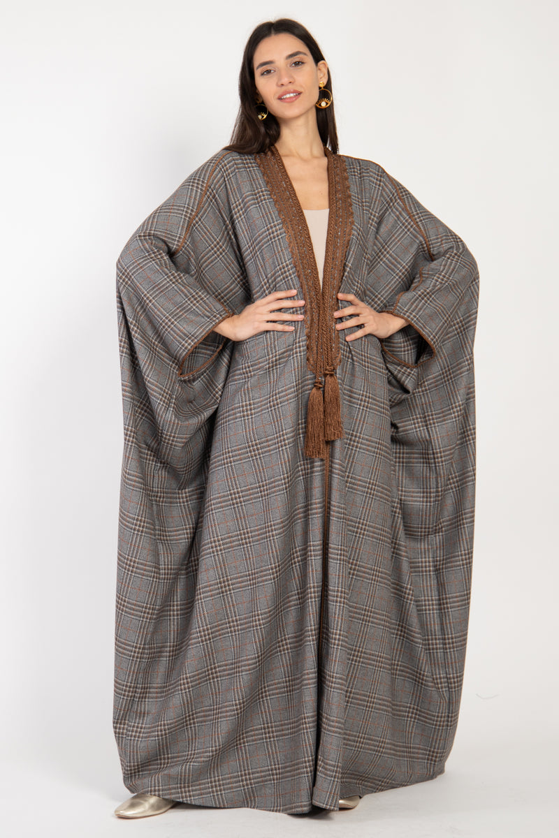 Loro Piana Wool Plaid Brown Abaya