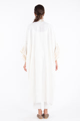 Maliha Linen White & Gold Abaya