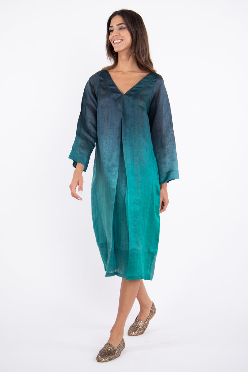 Haniya Raw Silk Ombré Dress