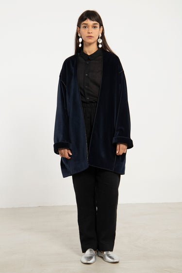 Daraa Cotton Velvet Navy Jacket