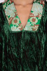 Adan Crushed Velvet Emerald Dress - Short