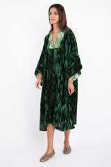 Adan Crushed Velvet Emerald Dress - Short