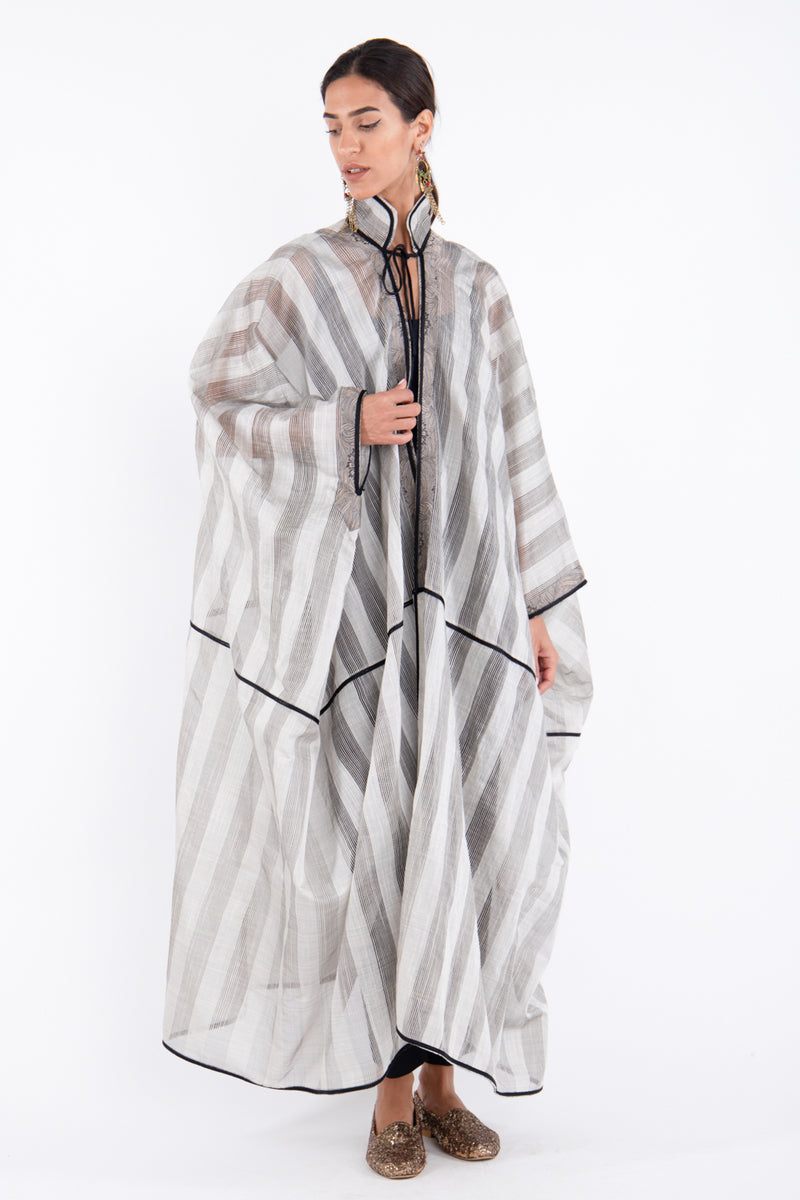 Marrakech Cotton Silk Silver Abaya