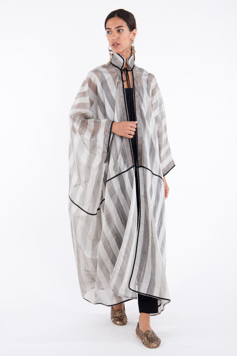 Marrakech Cotton Silk Silver Abaya