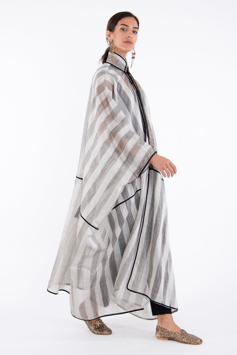 Marrakech Cotton Silk Silver Abaya