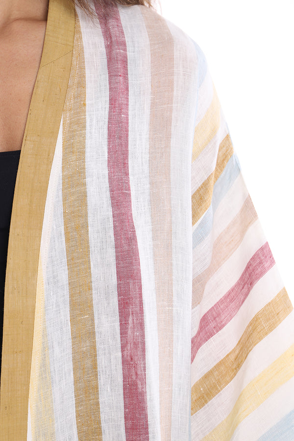 Jamila Linen Striped Multicolor Abaya
