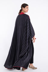 Classic Linen Embroidered Black and Red Abaya