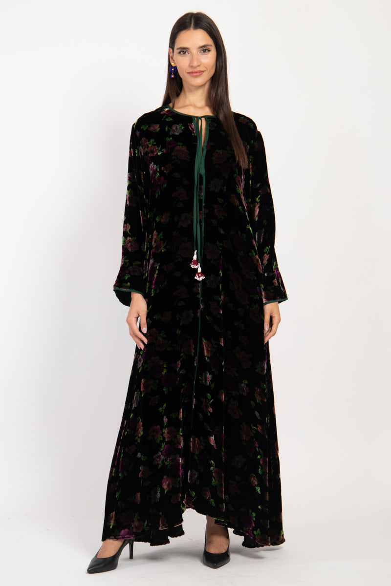 Youmna Velvet Dark Floral Dress