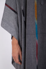 Fahed Buttoned Handwoven Grey Jellaba
