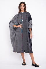 Fahed Buttoned Handwoven Grey Jellaba