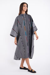 Fahed Buttoned Handwoven Grey Jellaba